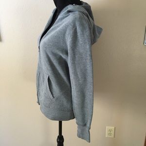 TEK GEAR LG GRAY FULL ZIP TWO POCKET THUMB HOLE CUFF FLEECE SWEATSHIRT